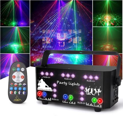 Lampe de Fête Professionnelle DJ 21 Yeux, Lumière DJ Lumière Soirée Stroboscopique avec Télécommande, DMX 512, Commande Vocale, Musique, Lumière de...